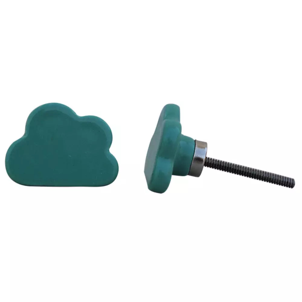 Cloud ceramic knob - turquoise