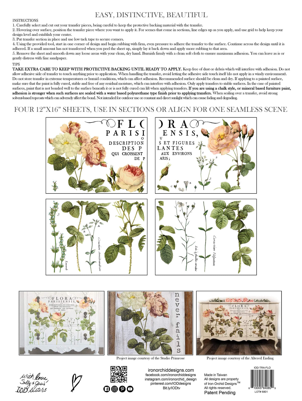 Pale roses - Flora Parisiensis transfer photo