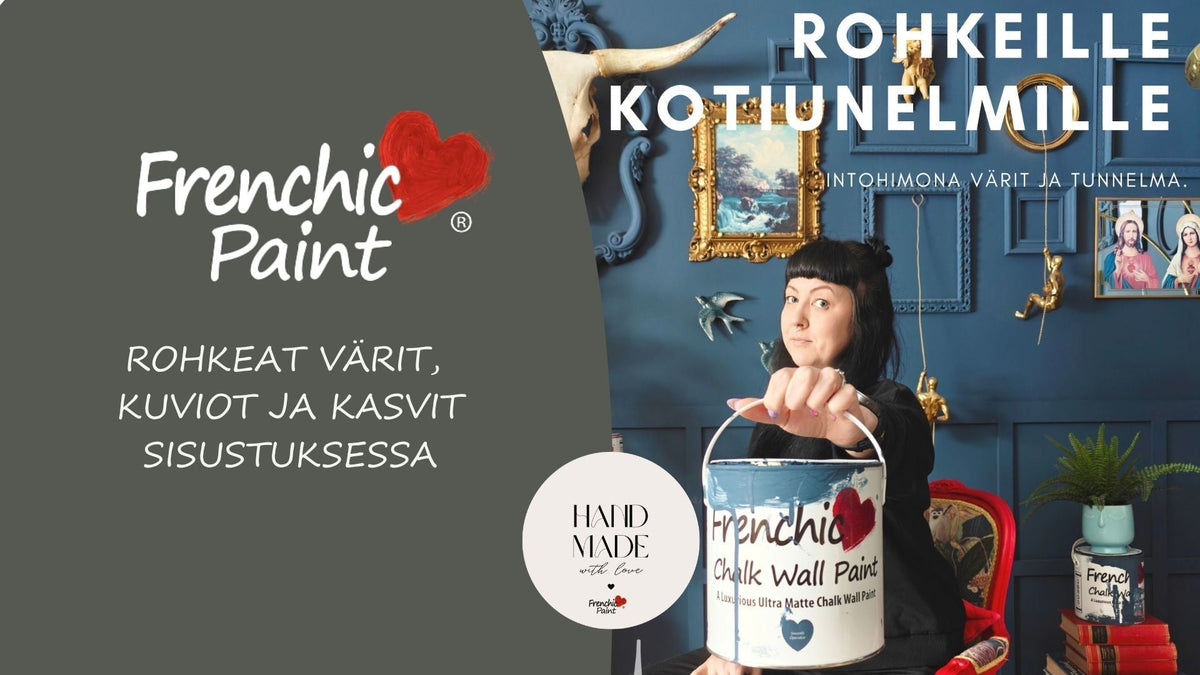 Rohkeat värit, kuviot ja kasvit sisustuksessa.