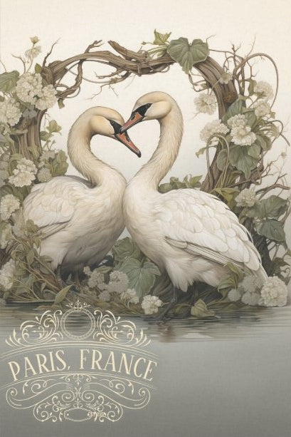 A pair of swans - individual decoupage sheets