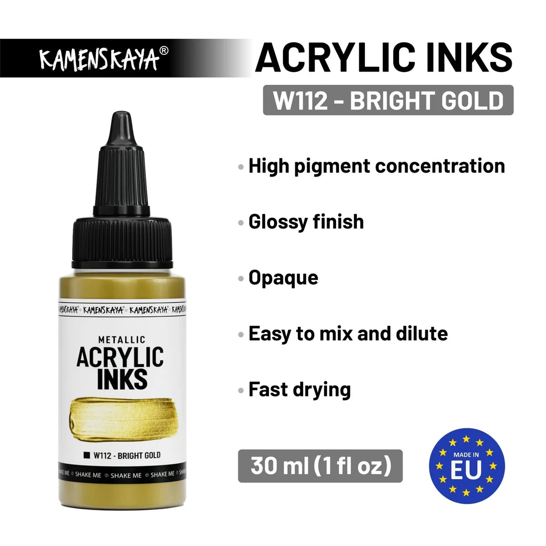 KIRKAS KULTA akryylimuste I 30ml I Kamenskaya-Frenchic Paint Finland