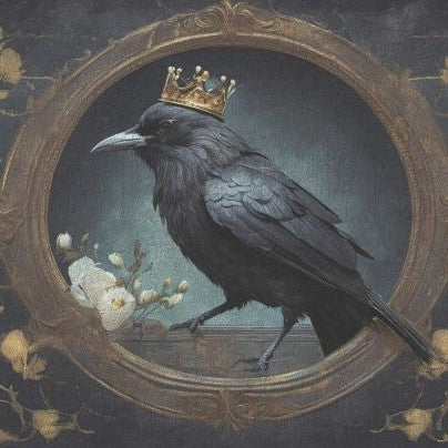 Korppi ja kultainen kehys - yksittäiset decoupage taidearkit-degoupage-Frenchic Paint Finland