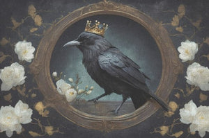 Korppi ja kultainen kehys - yksittäiset decoupage taidearkit-degoupage-Frenchic Paint Finland