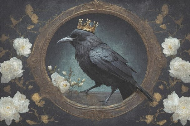Raven and crown - individual decoupage sheets
