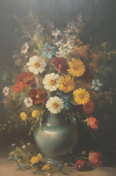 Blommor i en vaskonstbild - individuella decoupageark