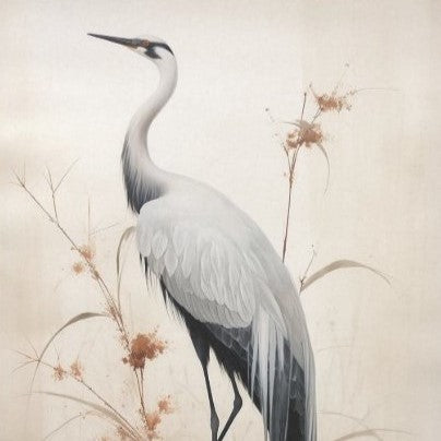 Kurki valkoinen taidekuva decoupage arkki. 