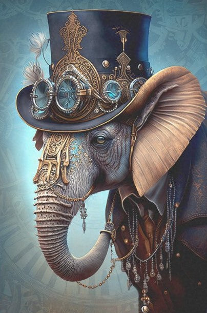 Elephant steampunk - individuella decoupageark