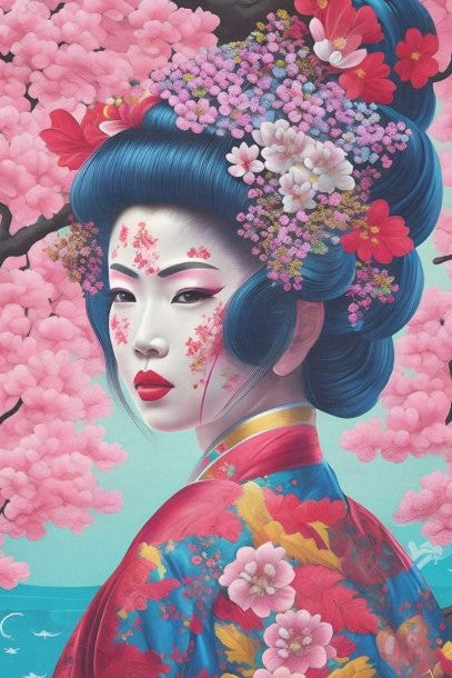 Geisha rosa - individuella decoupageark