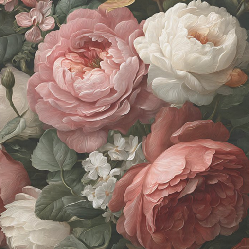 Pioni ja ruusu - yksittäiset decoupage taidearkit.