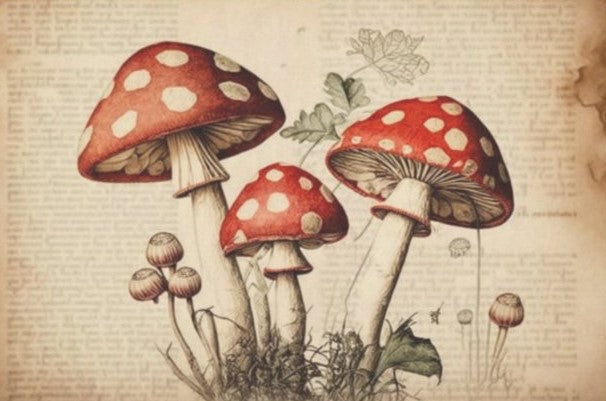 Red toadstools - individual decoupage sheets