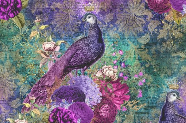 Peacock and crown - individual decoupage sheets