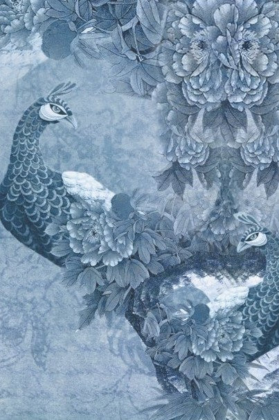 Peacock couple blue - individual decoupage sheets