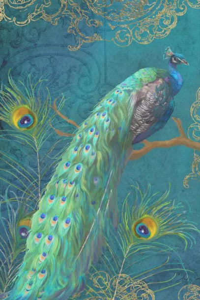 Peacock turkos - individuella decoupage ark