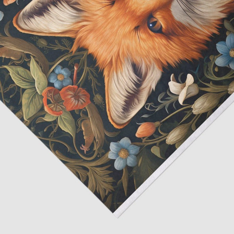 Kettu ja kukkatausta - yksittäiset decoupage taidearkit