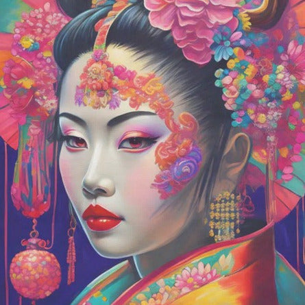 Geisha värikäs - yksittäiset decoupage taidearkit Frenchic.