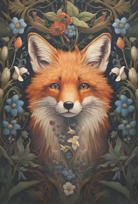 Kettu ja kukat - yksittäiset decoupage taidearkit Frenchic.