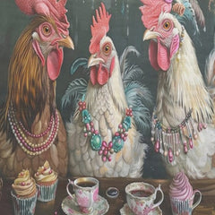 Kolme kukkoa - yksittäiset decoupage taidearkit Frenchic. 