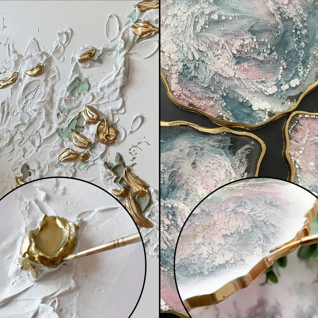 Liquid Leaf Paint on kuin lehtikulta tai lehtihopea nestemäisessä muodossa. Et tarvitse erillistä liimaa, liiman kuivumisen odottelua tai ohuiden metalliarkkien kiinnittämistä. Saat kauniin metallinhohtoisen pinnan ilman lehtimetallin käsittelyssä syntyvää pölyä ja aikaa vieviä työvaiheita.