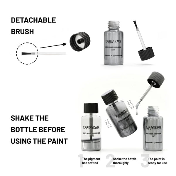 Liquid Leaf Paint on kuin lehtikulta tai lehtihopea nestemäisessä muodossa. Et tarvitse erillistä liimaa, liiman kuivumisen odottelua tai ohuiden metalliarkkien kiinnittämistä. Saat kauniin metallinhohtoisen pinnan ilman lehtimetallin käsittelyssä syntyvää pölyä ja aikaa vieviä työvaiheita.