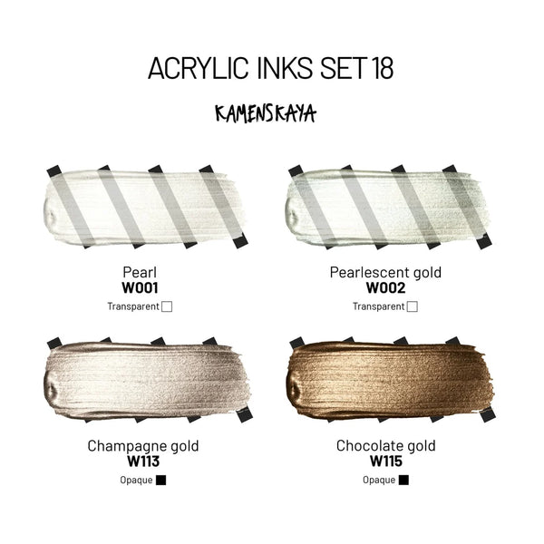 CHAMPAGNE PEARLS akryylimustepakkaus I 4 X 30ml I Kamenskaya-Frenchic Paint Finland