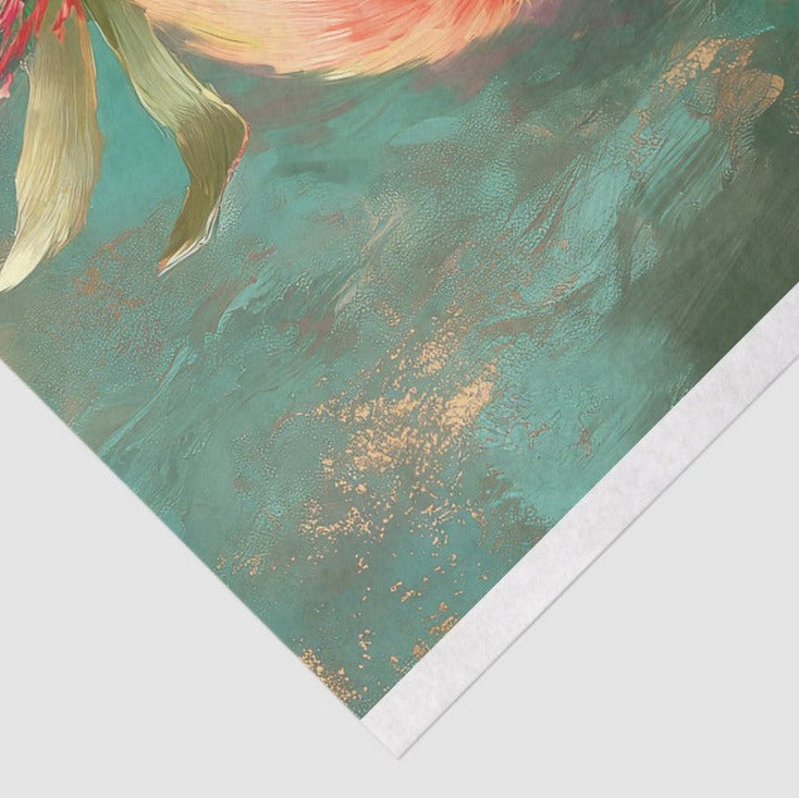 Papukaija ja kukat - yksittäiset decoupage taidearkit