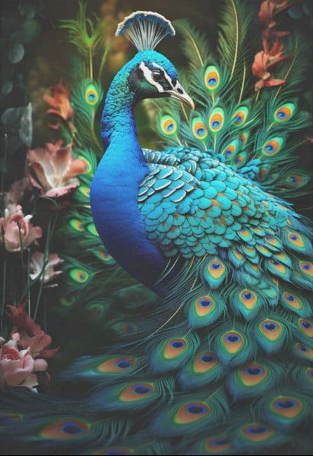 Riikinkukko ja pinkit kukat - yksittäiset decoupage taidearkit Frenchic.