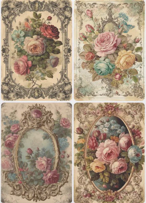 Ruusut ja kehykset - yksittäiset decoupage taidearkit Frenchic.