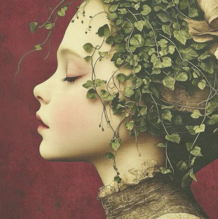 Tyttö ja kasvihiukset- yksittäiset decoupage taidearkit Frenchic.