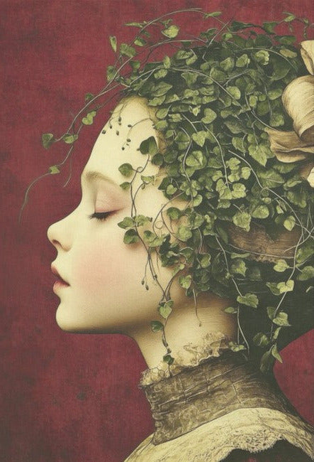 Tyttö ja kasvihiukset- yksittäiset decoupage taidearkit Frenchic.