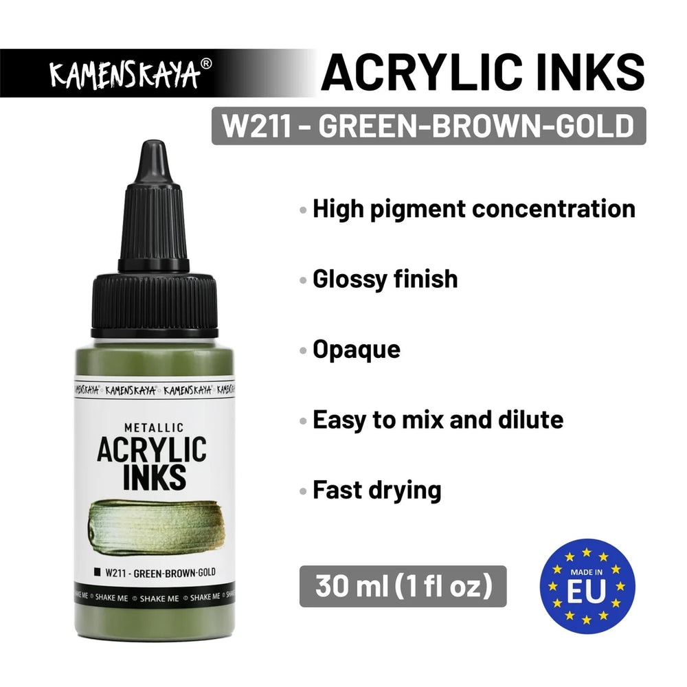 VIHREÄ-KULTA akryylimuste 30mL. 

Akryylimuste on runsaspigmenttinen nestemäinen akryylimaali.
