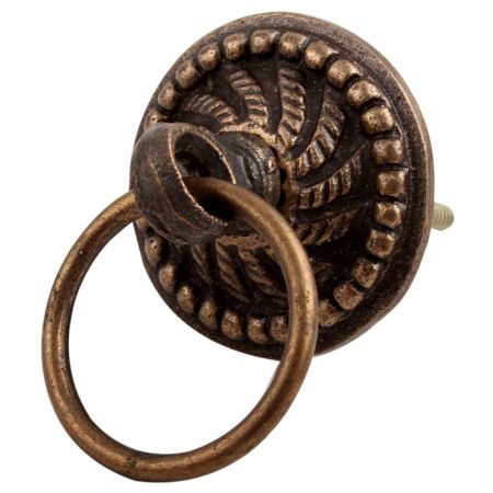 Round antique knob with pull ring