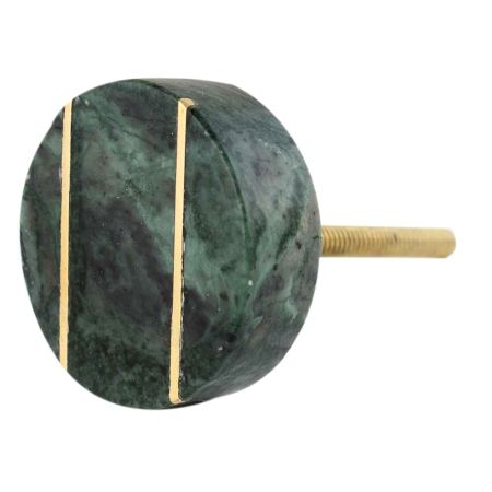 Green stone knob - golden stripes