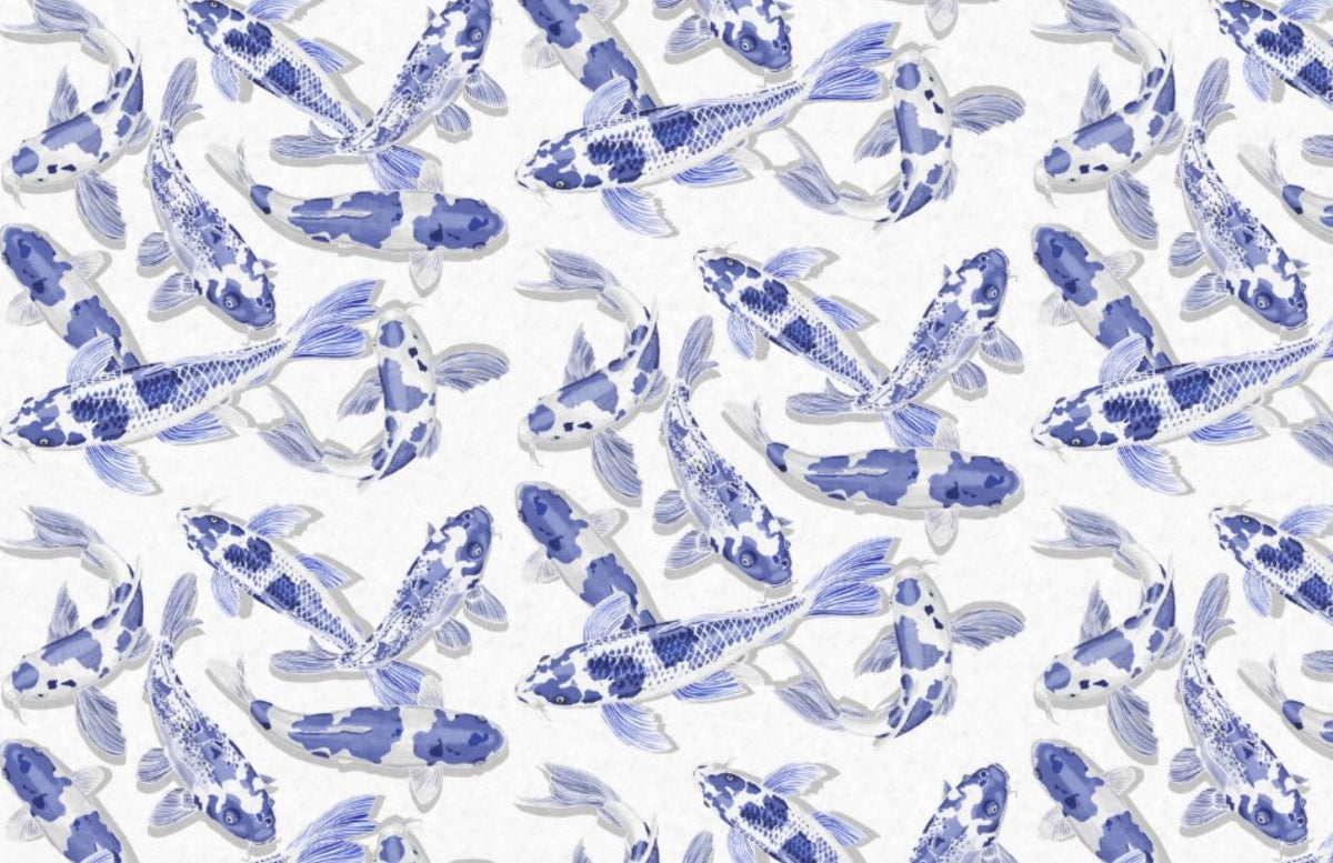 Moth carp blue and white - single sheets